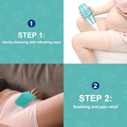 Peri Bottle Postpartum Portable Bidet - Perineal Bottle with 1 Ice Pack, Upside Down Squirt Bottle